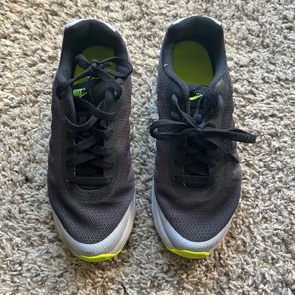 Nike Kids Black and Neon Green Athletic Shoes